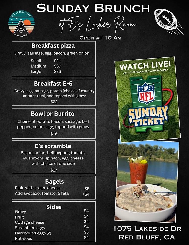 E's Locker Room Menu image 1